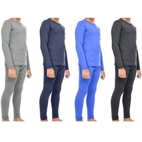 Kids Thermal 2-pc Underwear Set, Microfiber Fleece, Grey - Picture 4 of 4